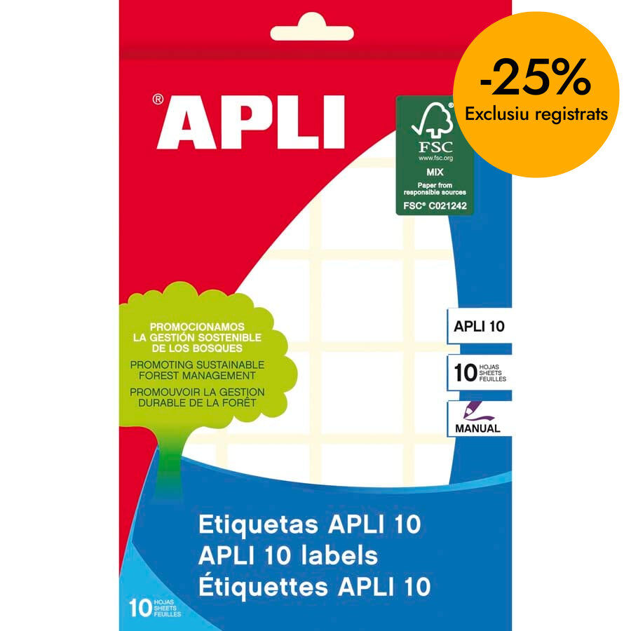 Etiquetas Apli&nbsp;24x24mm 10 hojas