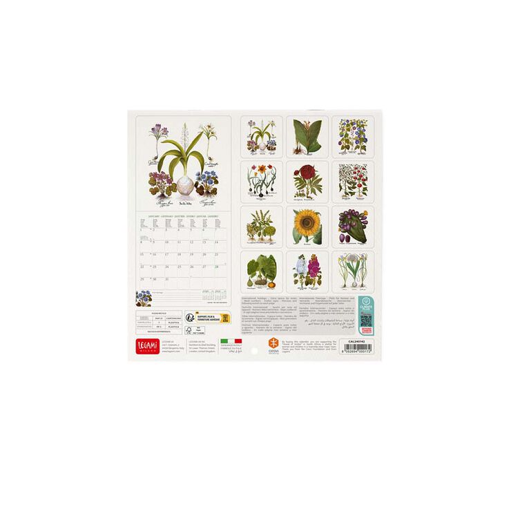 Calendario pared Legami 18X18 2024 Herbarium