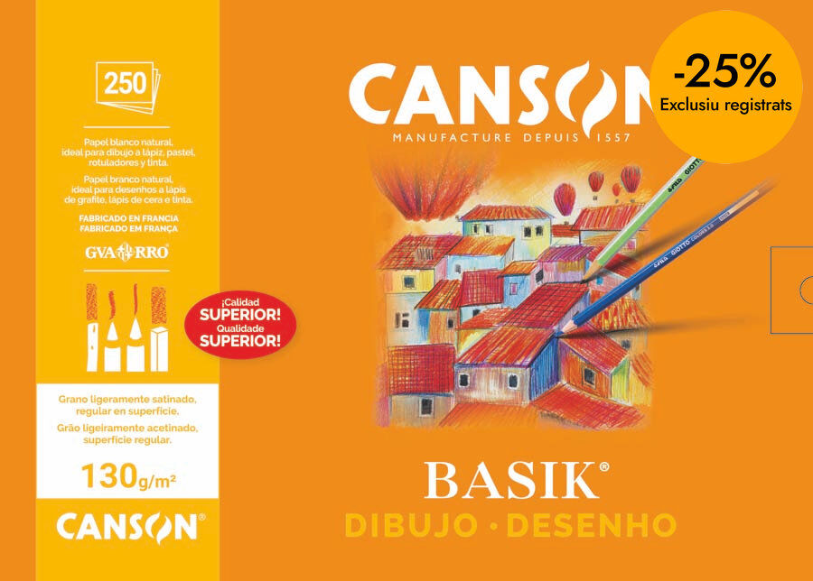 Paper Dibuix Canson Basik A3+ 130g requadre 250 fulls