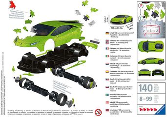 Puzle 3D 140 piezas Lamborghini Huracán EVO Verde