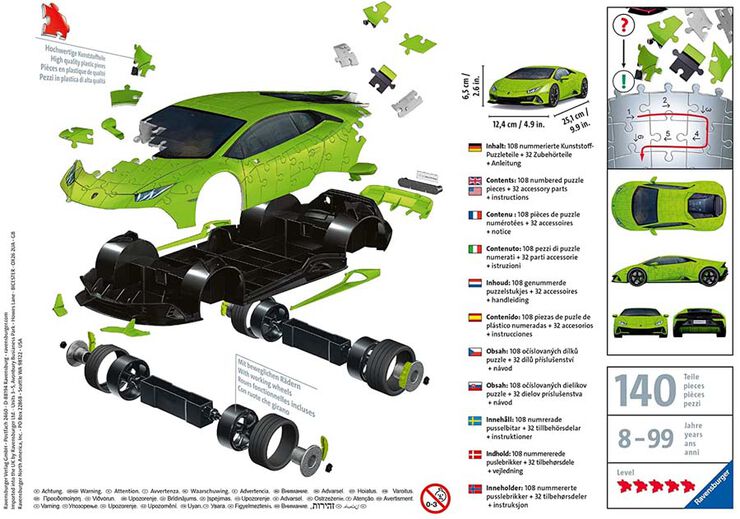 Puzle 3D 140 peces Lamborghini Huracà EVO Verd