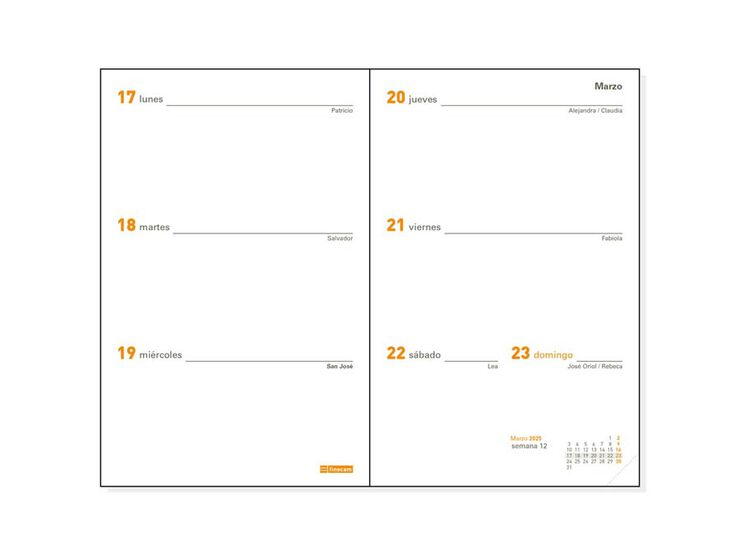 Agenda Finocam Min PL3 setm/vista h cas 2025