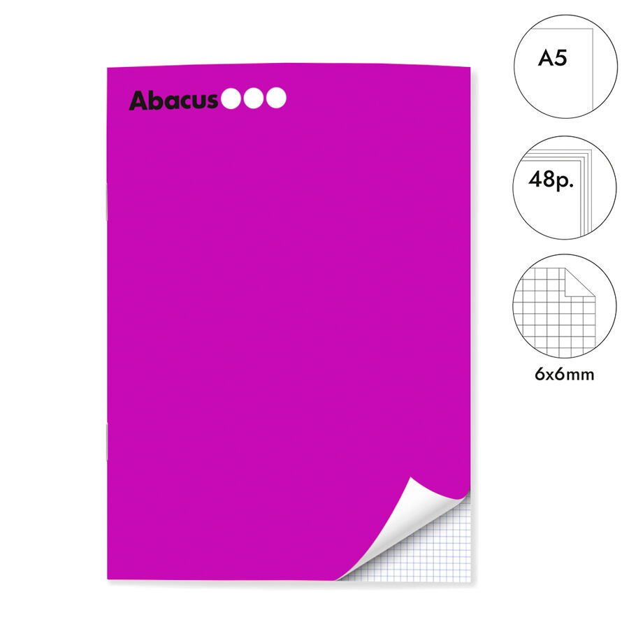 Libreta grapada Abacus A5 48 hojas 6x6mm lila