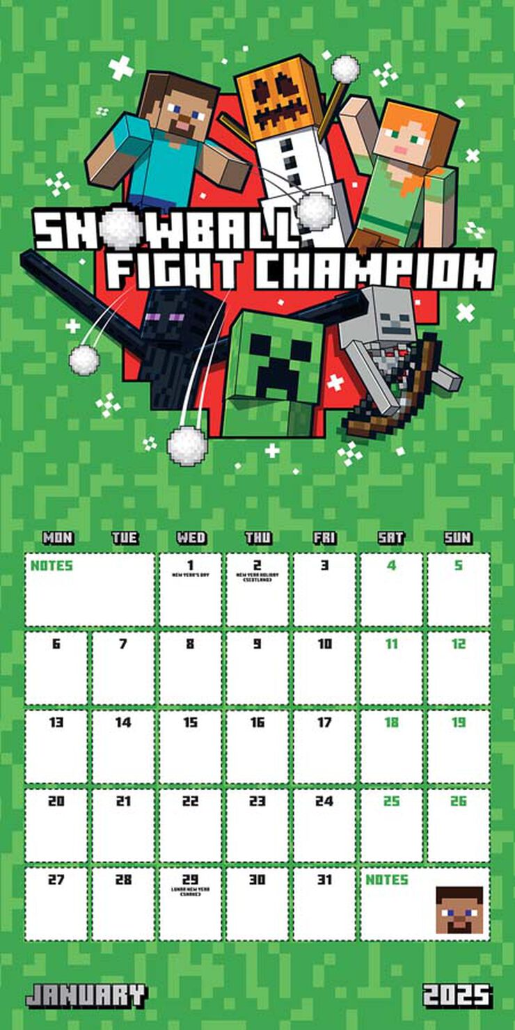 Calendario Pared 2025 30x30cm Minecraft