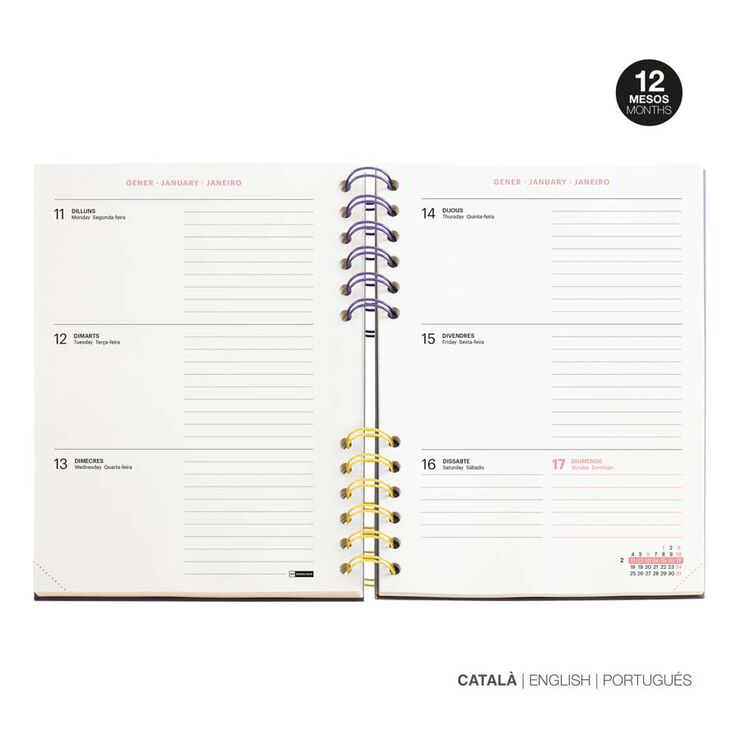 Agenda Escolar Miquel Rius Plus Wire-O set/vista catal&agrave; 2026-2027 Gris