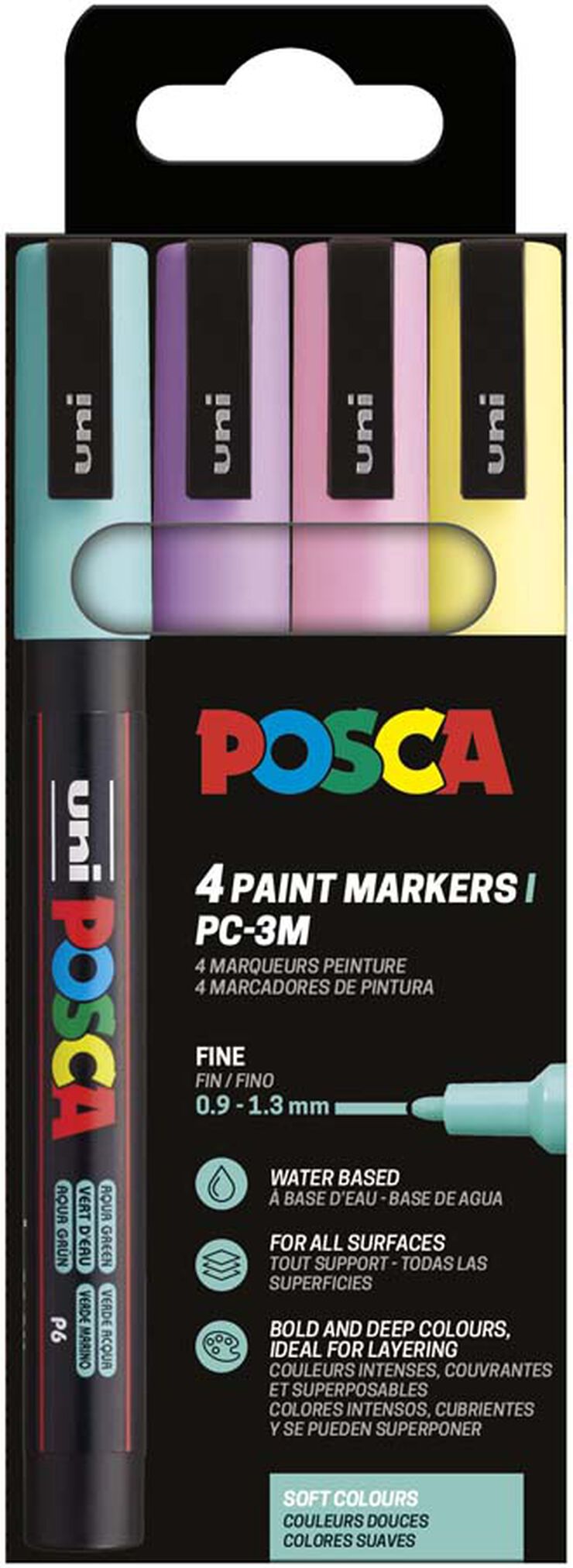 Rotuladores Posca PC-3M 0,9-1,3mm Pastel 4 colores