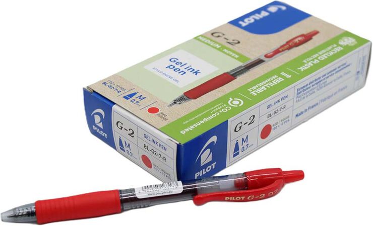 Bolígrafos Pilot G-2 rojo 12u