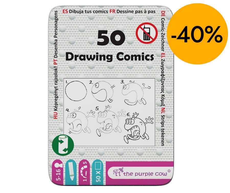 Juego de Viaje en Lata con 50 Retos - Dibuja C&oacute;mics Paso a Paso