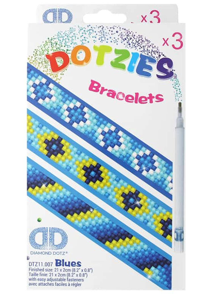 Diamond Dotz Pack de 3 brazaletes color azul