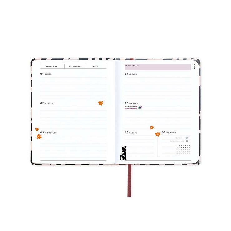 Agenda escolar UO Mini setm/vista castellà 2025-26 Noir