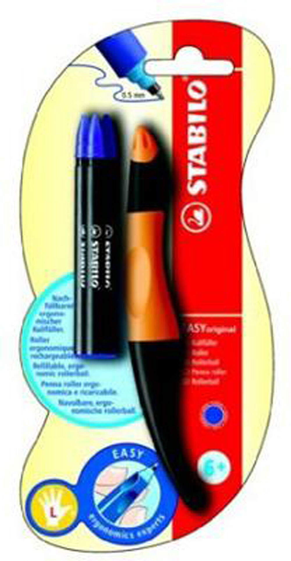 R&ograve;l&middot;ler Stabilo Easy esquerrans neger/taronja