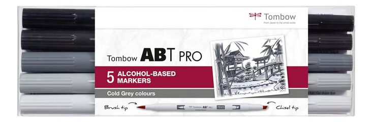 Retolador Tombow Abt Pro Dual Brush grisos freds 5 colors