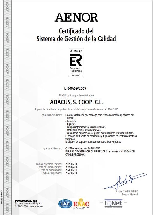 Certificat AENOR