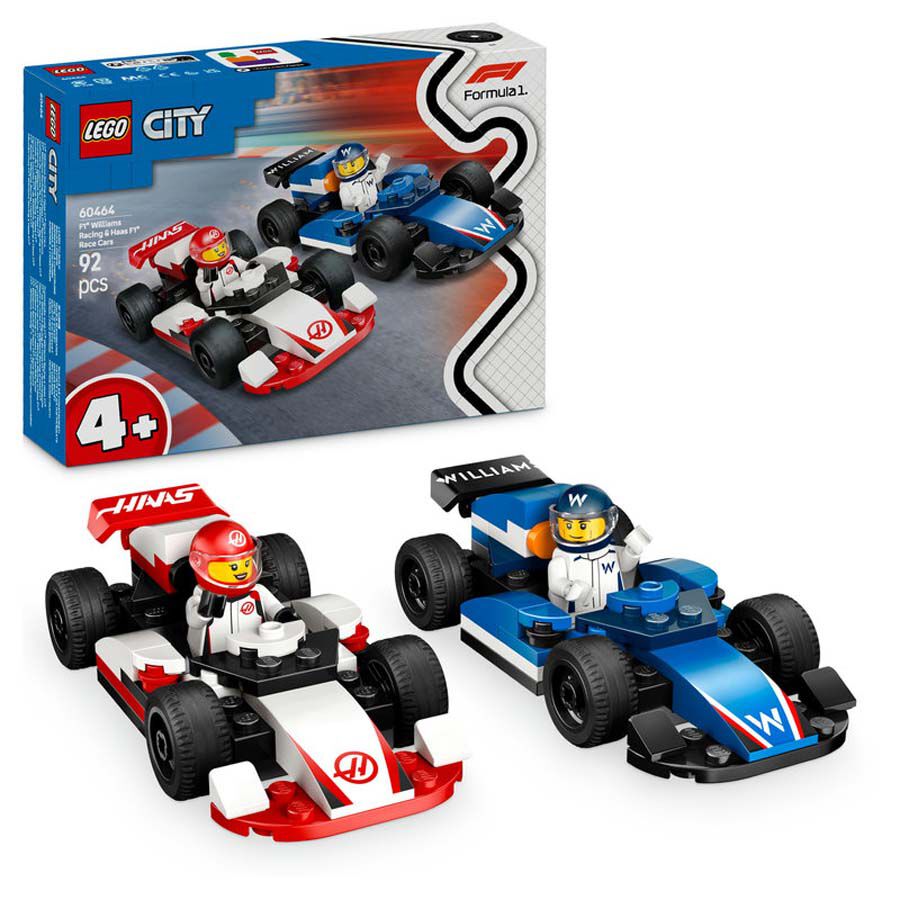 lego lego city coches de f1 williams racing y haas f1 60464