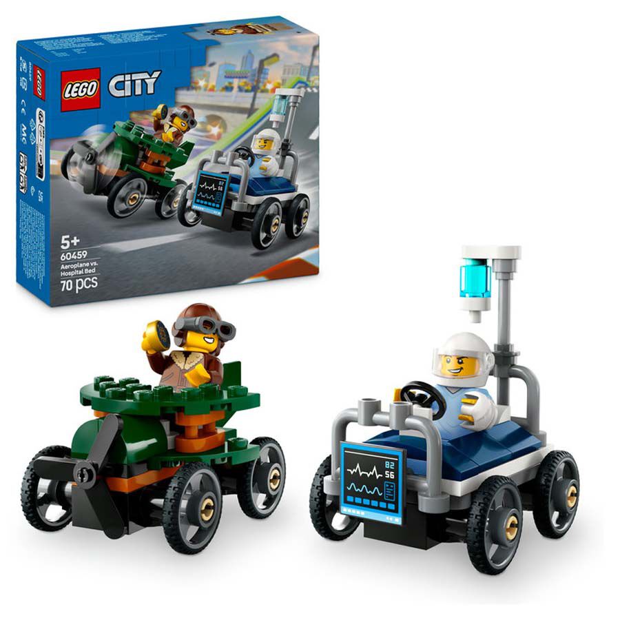 LEGO® LEGO City Pack de Coches de Carreras: Avión vs. Cama de Hospital 60459