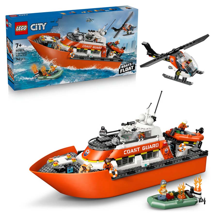 lego city barco y helicoptero de rescate de guardacostas 60504