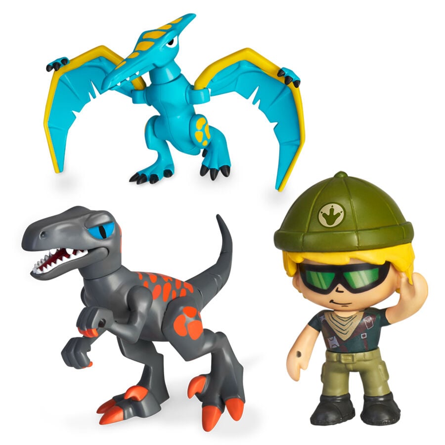 Pack 2 Dinosaurios y Figura Pinypon Action