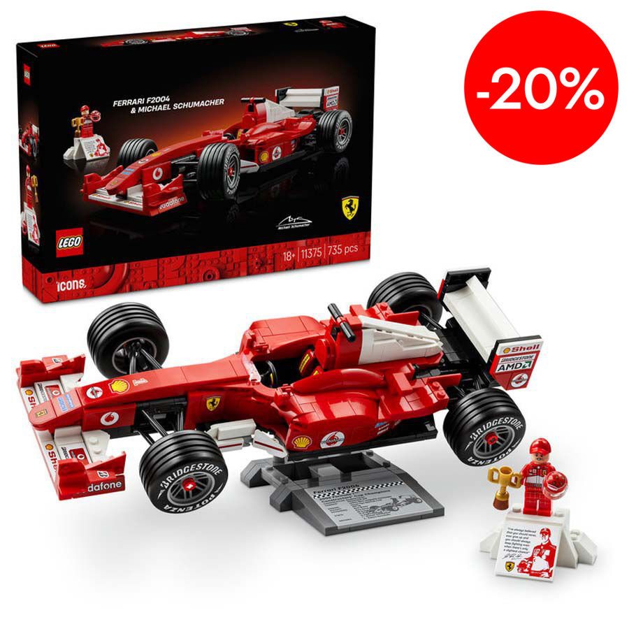 lego icons ferrari f2004 y michael schumacher 11375