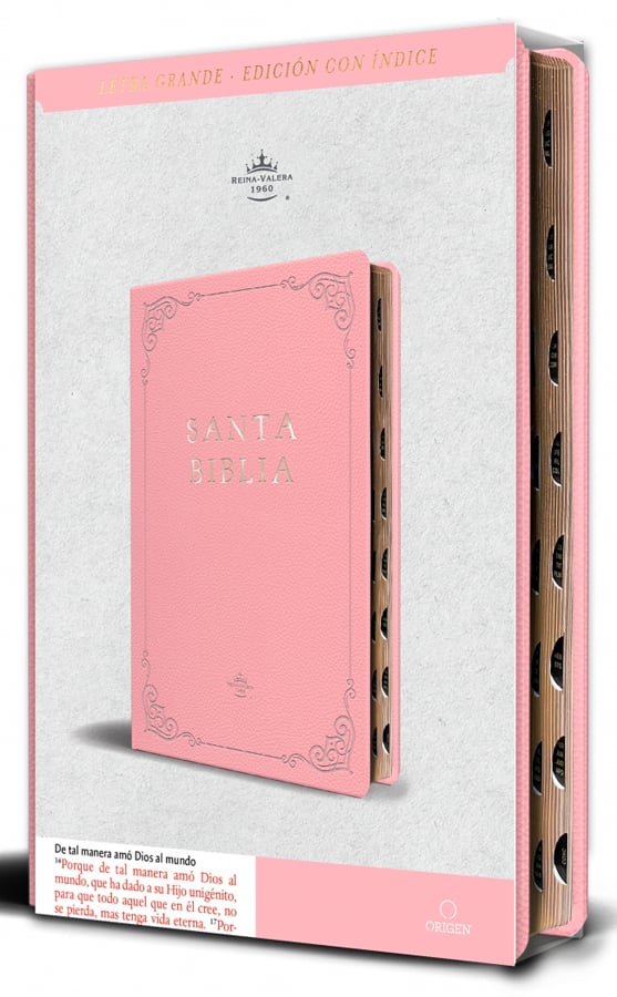 Biblia RVR 1960 Simil Piel Rosada tamaño manual Nombres de Dios