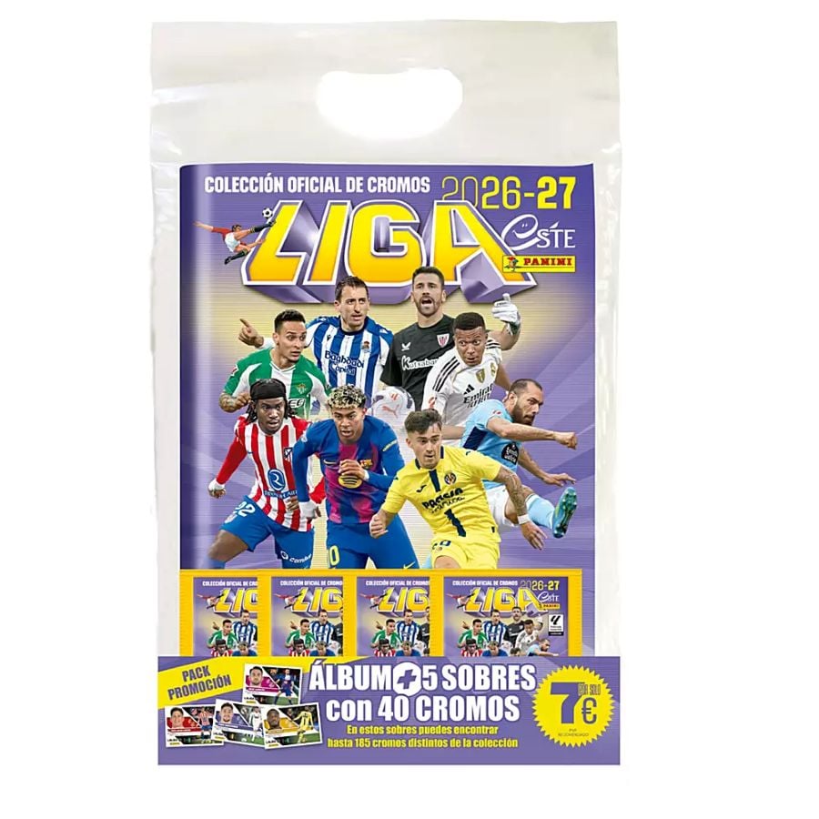 Starter Pack de cromos La Liga 2026-2027 (Álbum + 5 sobres)