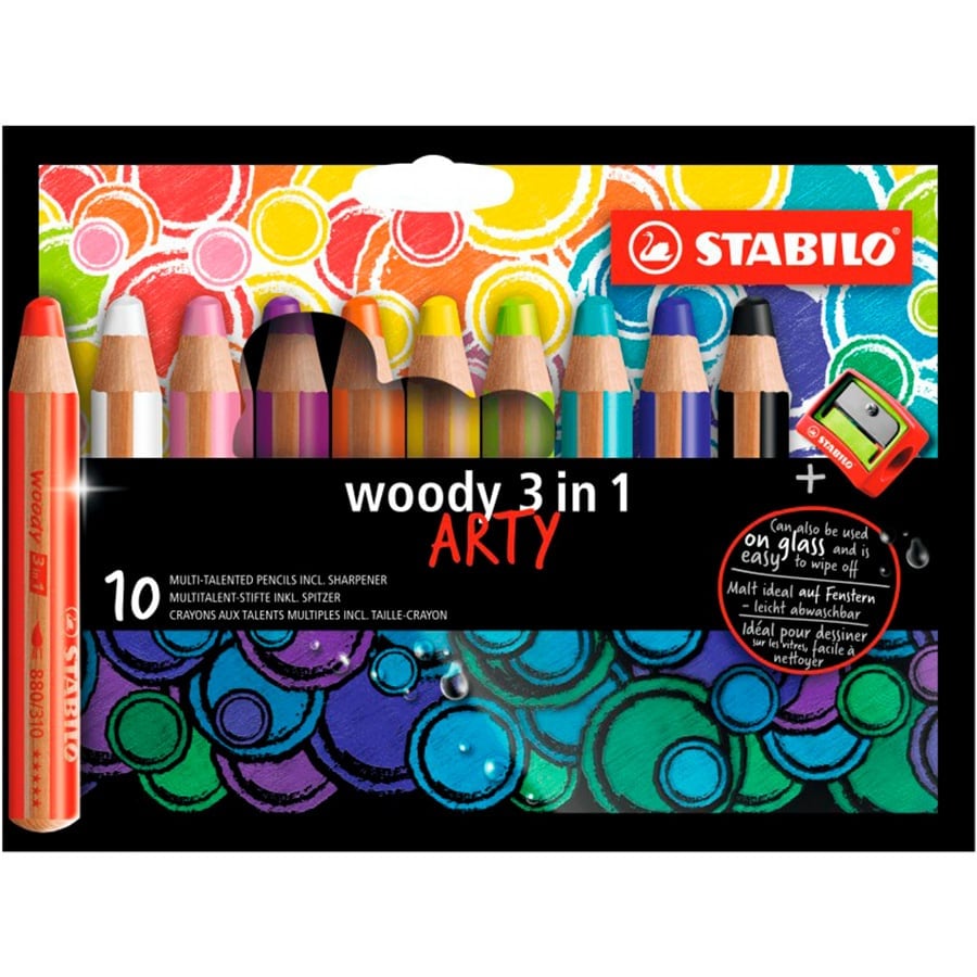 L&aacute;pices Stabilo Woody 3 en 1 Arty 10 colores