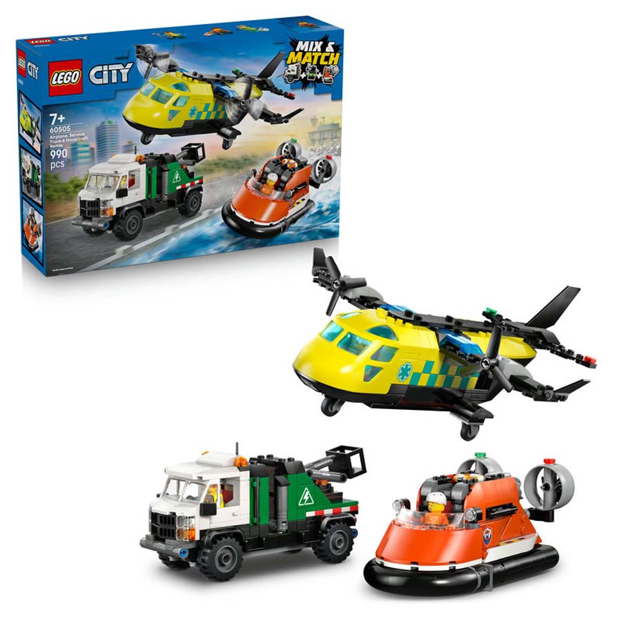 lego city remix avion camion tecnico y aerodeslizador 60505