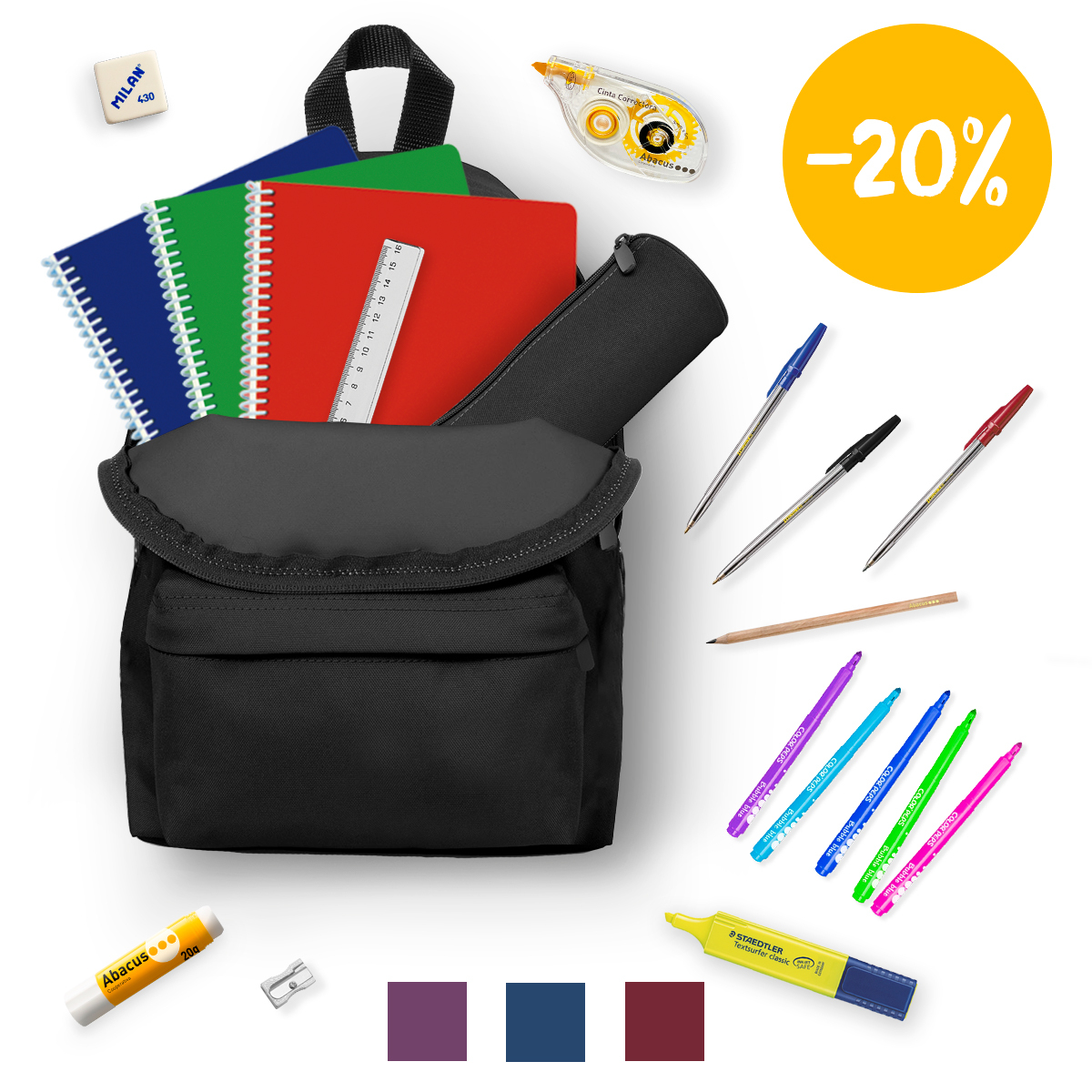 Lote escolar Mochila Vuelta al colegio Negro Lote escolar Mochila Vuelta al colegio Negro