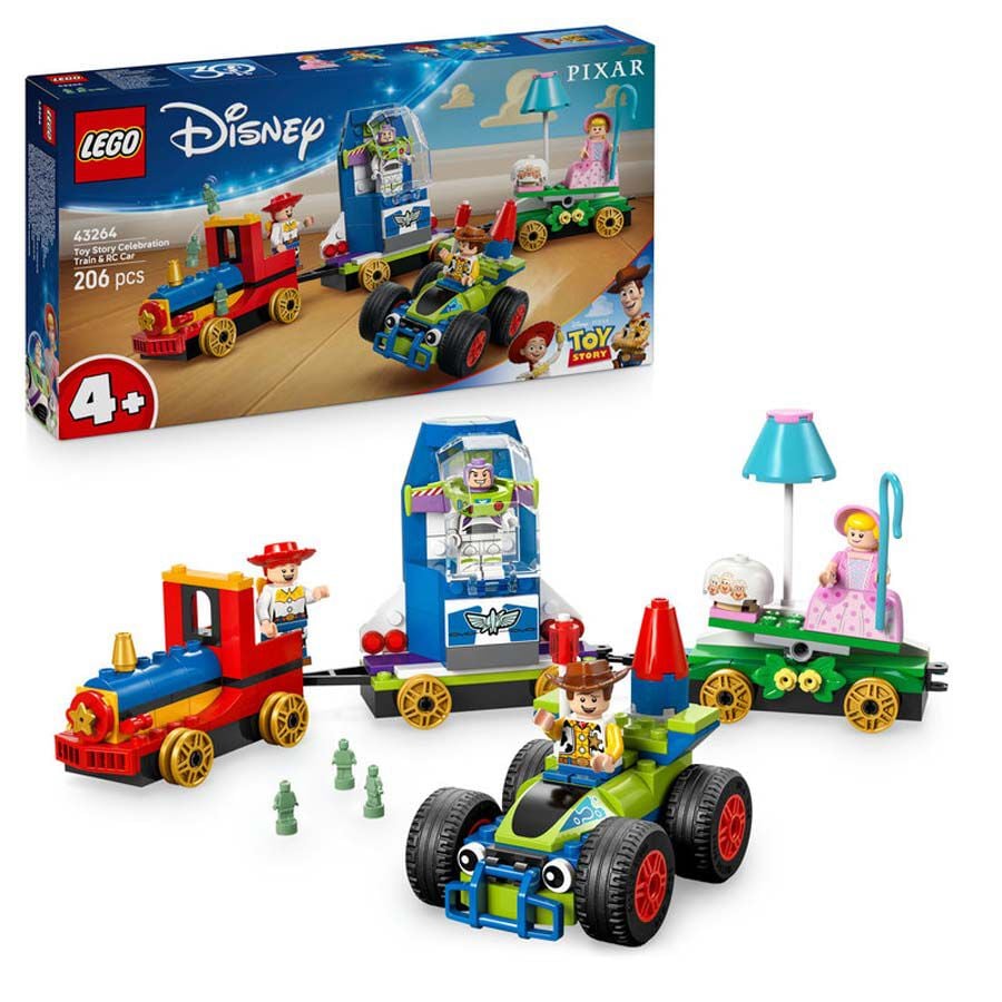 lego disneyr tren de celebracion de toy story y coche rc 43264
