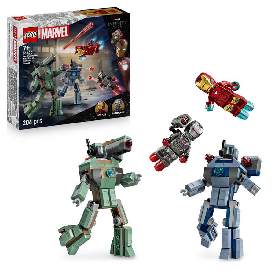lego super heroes iron man y maquina de guerra vs drones de hammer 76320
