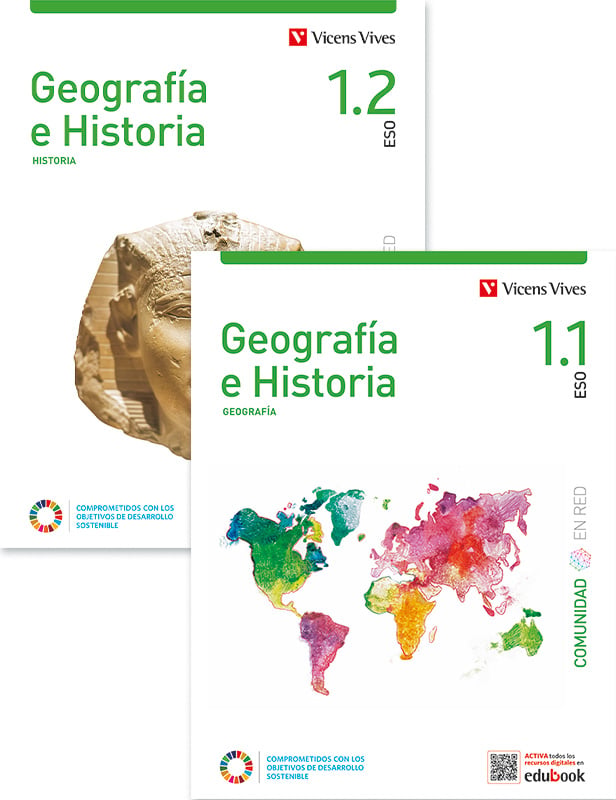 Portada de Geografía e Historia 1 (1.1 Geografía 1.2 Historia) Comunidad en Red