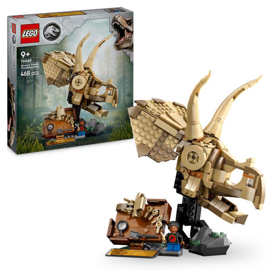 lego jurassic world fosiles de dinosaurio craneo de triceratops 76969