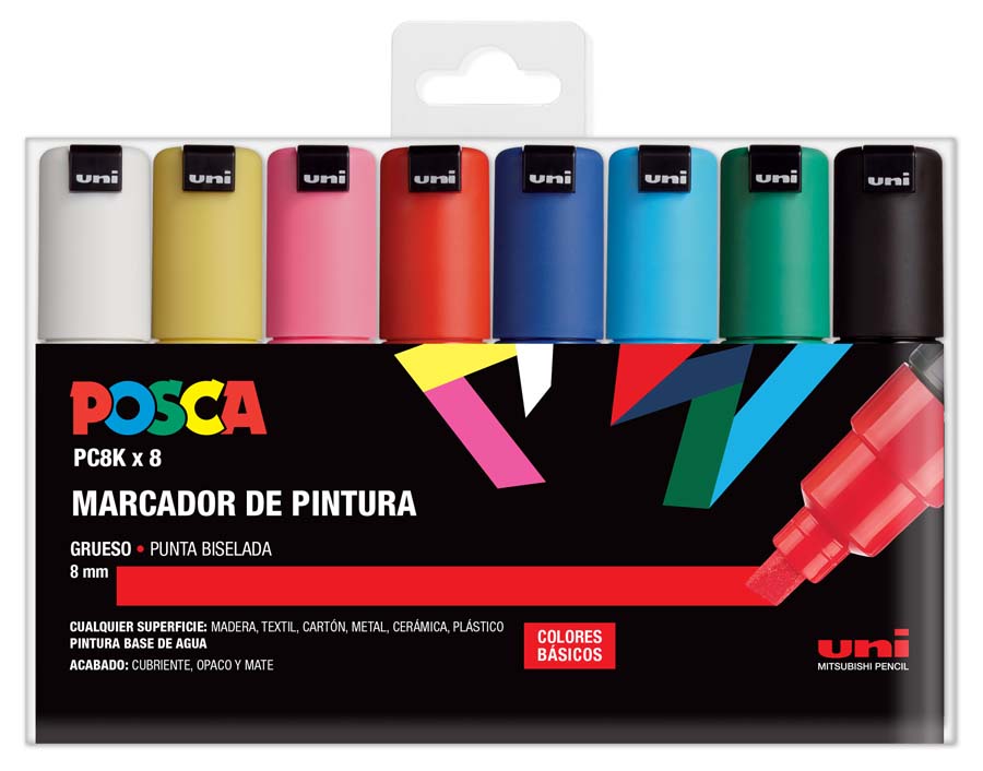 POSCA ROTULADORES PC5M 8 COLORES PASTEL II. Rotuladores y marcadores.  Librería General