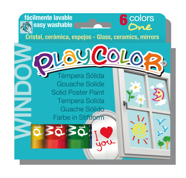 Témpera sólida Playcolor Window, 6 barras - Abacus Online
