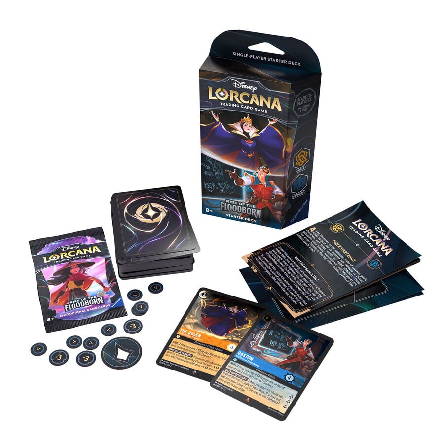 disney lorcana rise of the floodborn starter deck a - amber  sapphire