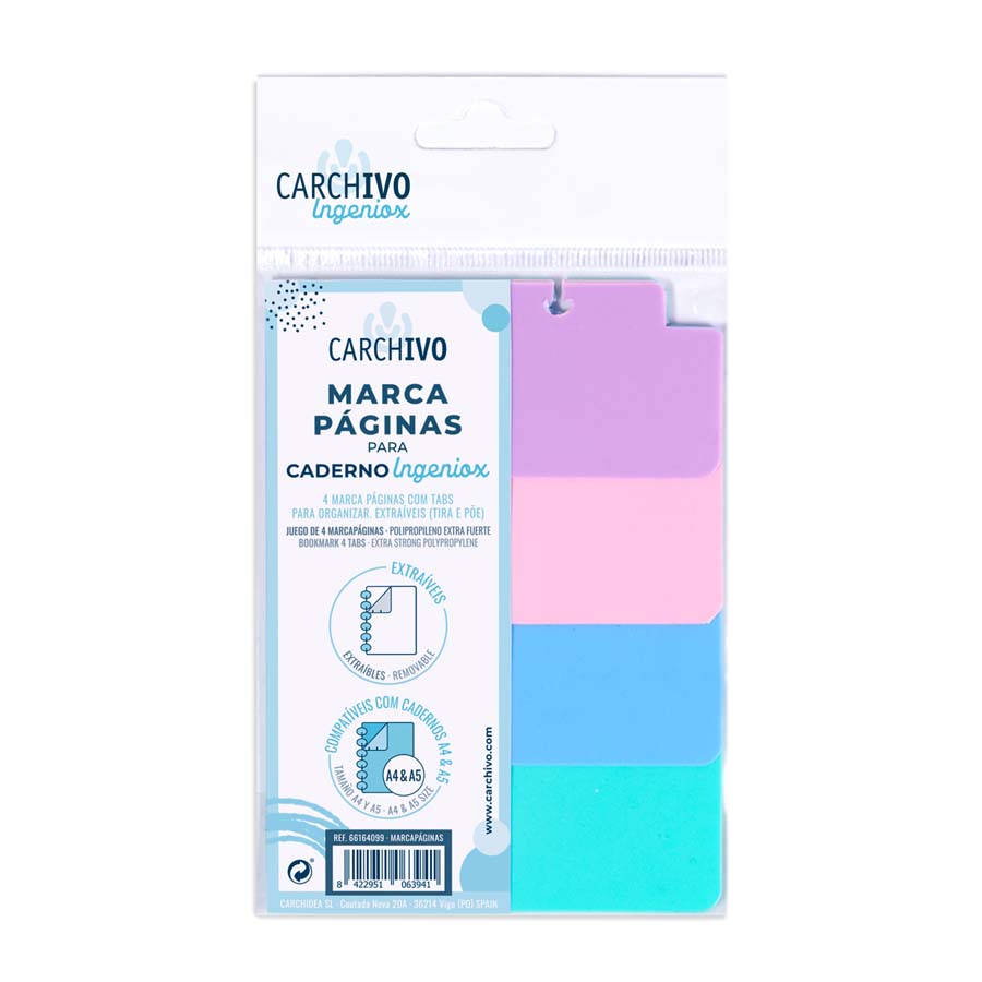 Carchivo Marcapáginas Ingeniox PP Pastel 4 Posiciones