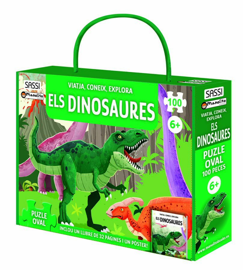 Libro y Puzle Dinosaures 100 piezas
