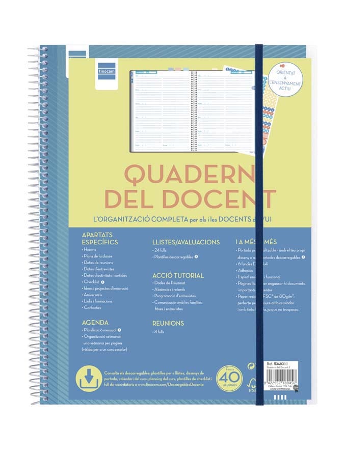 Cuaderno-agenda del docente 230x310 mm semana página Finocam catalán